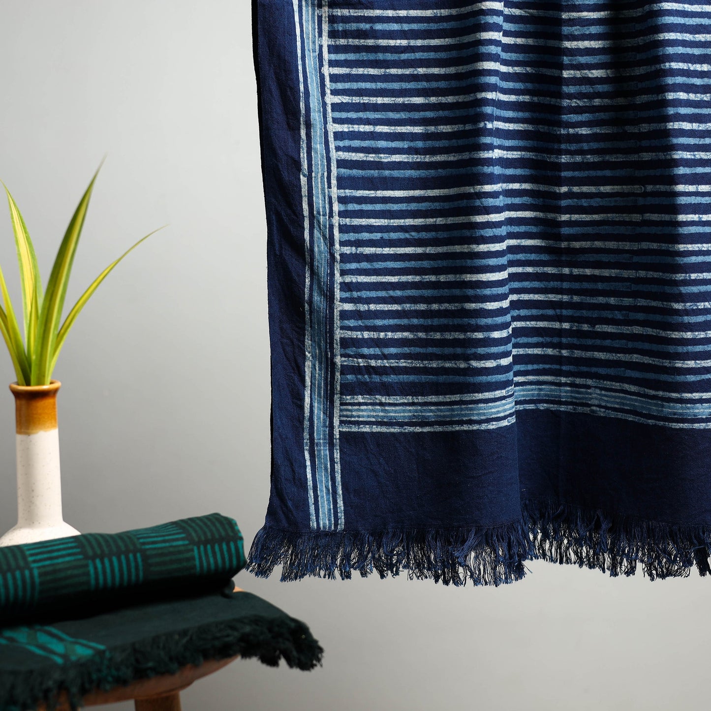 Blue Akola Block Print Pure Handloom Cotton Towel 