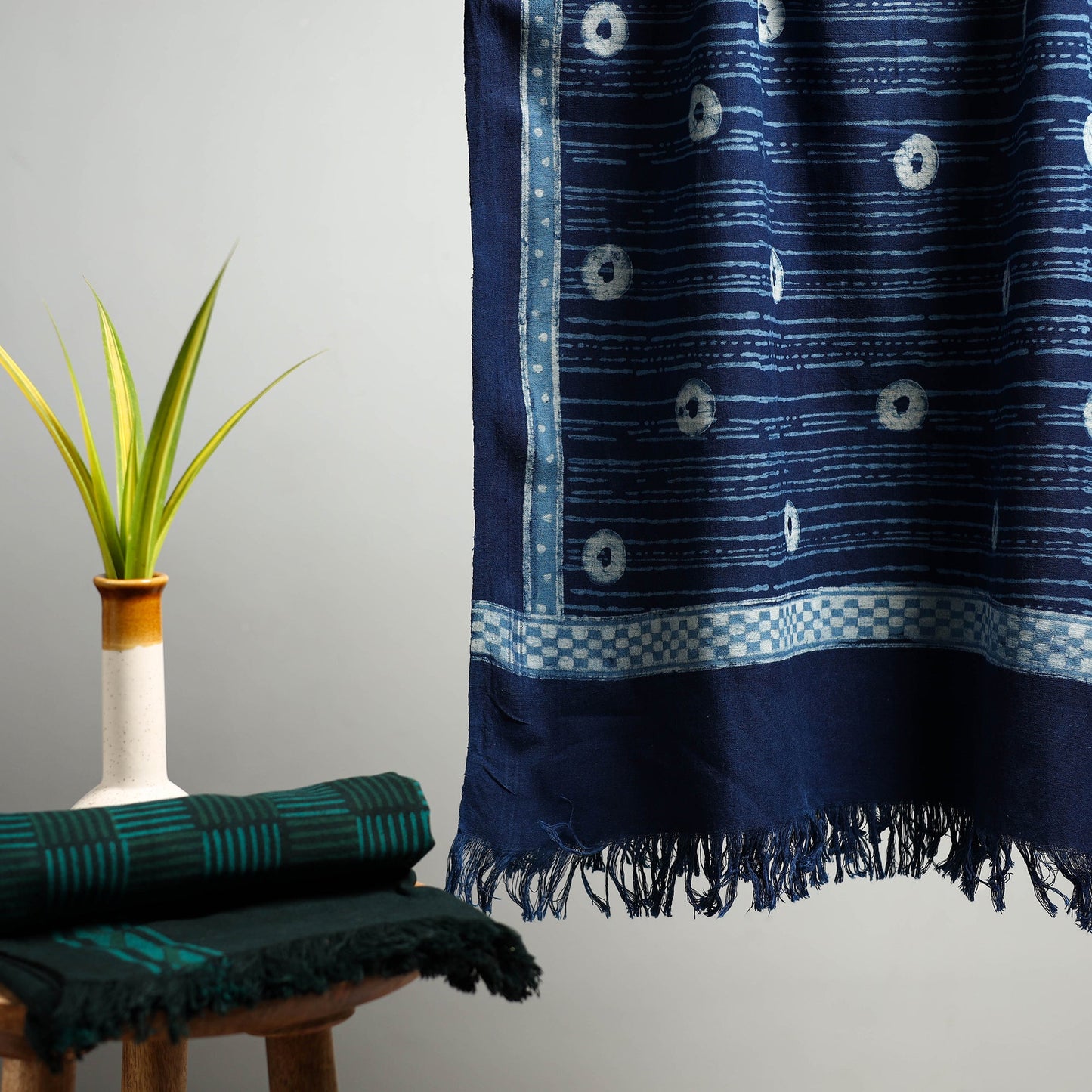 Blue Akola Block Print Pure Handloom Cotton Towel