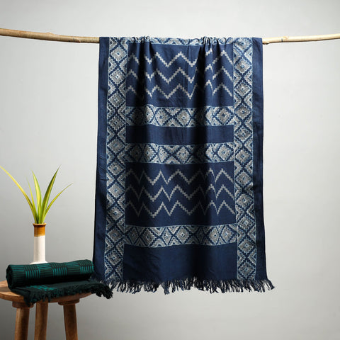 Blue Akola Block Print Pure Handloom Cotton Towel