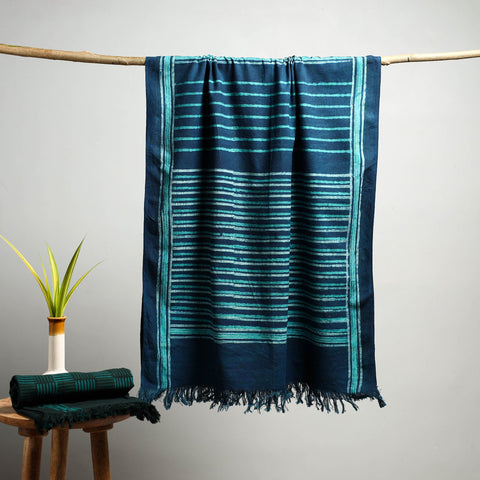 Blue Akola Block Print Pure Handloom Cotton Towel Online