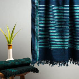 Blue Akola Block Print Pure Handloom Cotton Towel Online