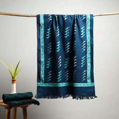 Blue - akola pure handloom cotton towel 18 - handcrafted