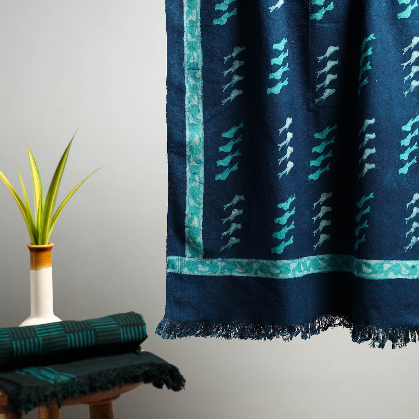 Blue - akola pure handloom cotton towel 18 - handcrafted