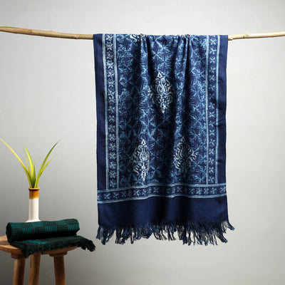 Blue - akola pure handloom cotton towel 19 - handcrafted