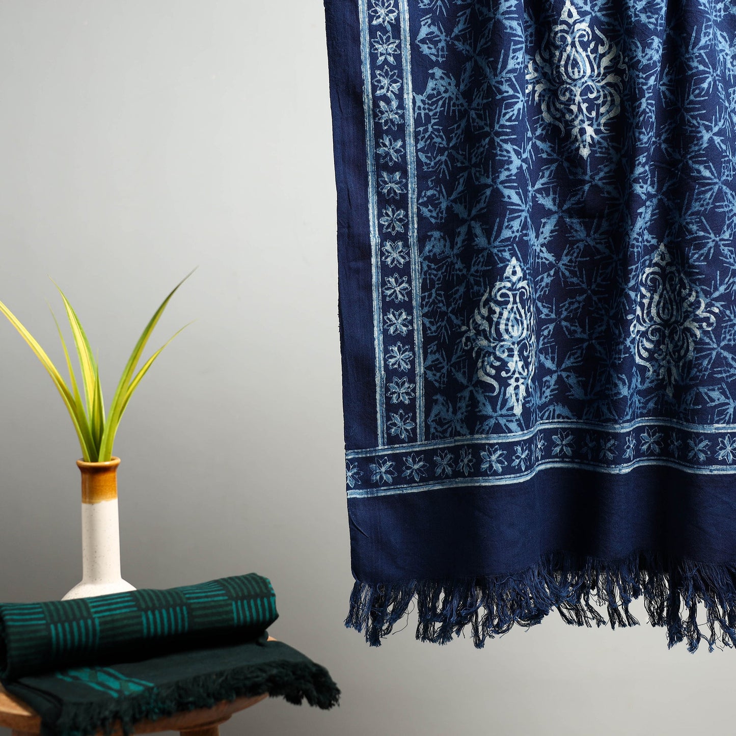 Blue - akola pure handloom cotton towel 19 - handcrafted