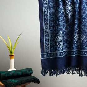 Blue - akola pure handloom cotton towel 19 - handcrafted