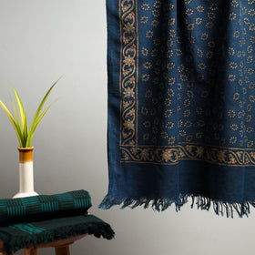 Blue Akola Block Print Pure Handloom Cotton Towel