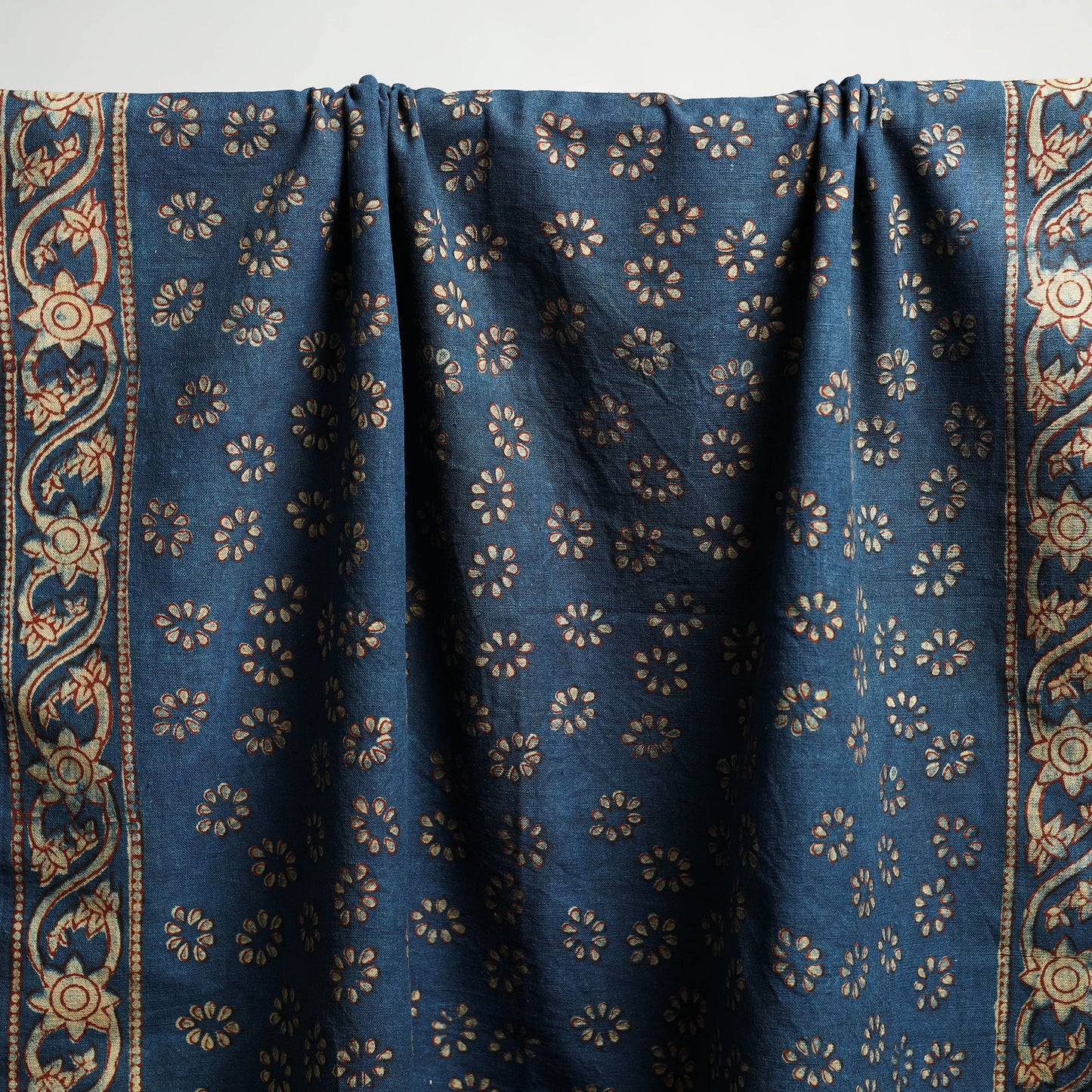 Blue Akola Block Print Pure Handloom Cotton Towel