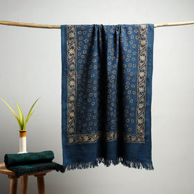 Blue Akola Block Print Pure Handloom Cotton Towel 
