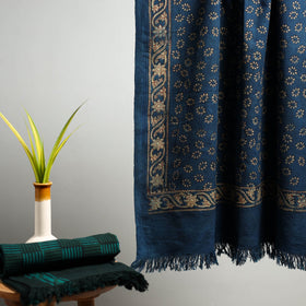 Blue Akola Block Print Pure Handloom Cotton Towel 