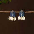 Blue - amaira fabart shell work earrings - handcrafted
