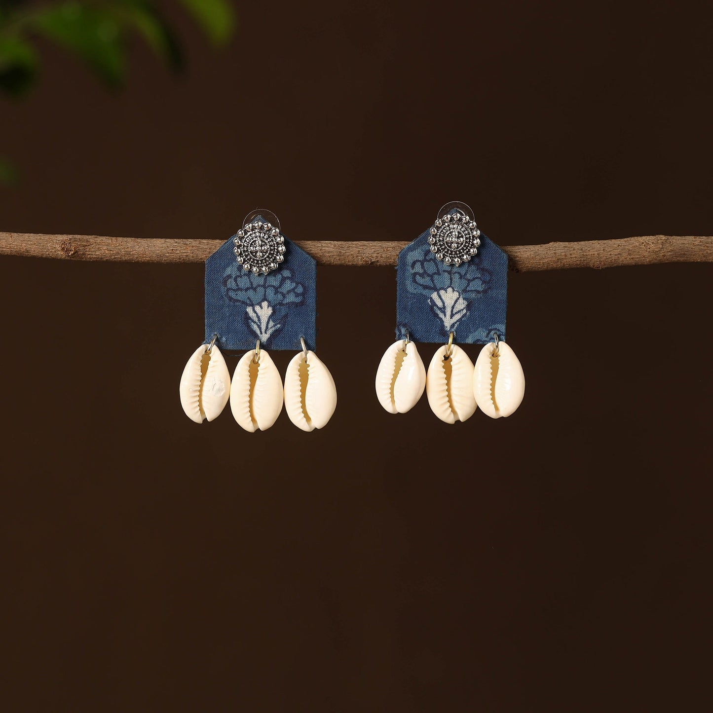 Blue - amaira fabart shell work earrings - handcrafted