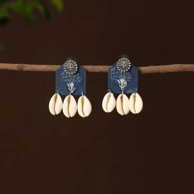 Blue - amaira fabart shell work earrings - handcrafted