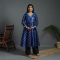Angrakha Blue Handloom Chanderi Silk Tie-Dye Leheriya Kurta for Women