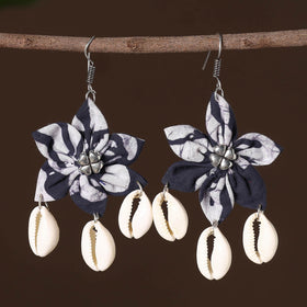 Blue - anika fabart phool kali shell earrings - handcrafted