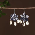 Blue - anika fabart phool kali shell earrings - handcrafted