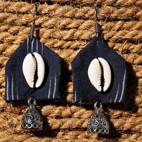 Blue - anika handcrafted gs & shell work fabart earrings