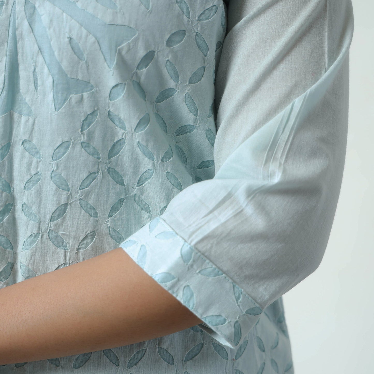  Applique Cut Work Cotton Kurta with Palazzo & Dupatta Set 04 