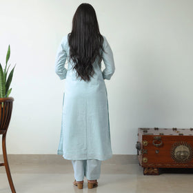  Applique Cut Work Cotton Kurta with Palazzo & Dupatta Set 04 