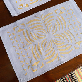 Blue - applique cut work table runner with mat set 10