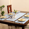 Exquisite Blue Applique Cotton Table Runner with Table Mat Set