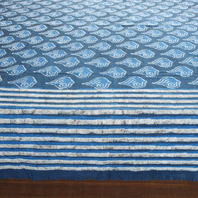Blue - Block Art Print Cotton Double Bindaas Bed Sheet (110 x 93 in)