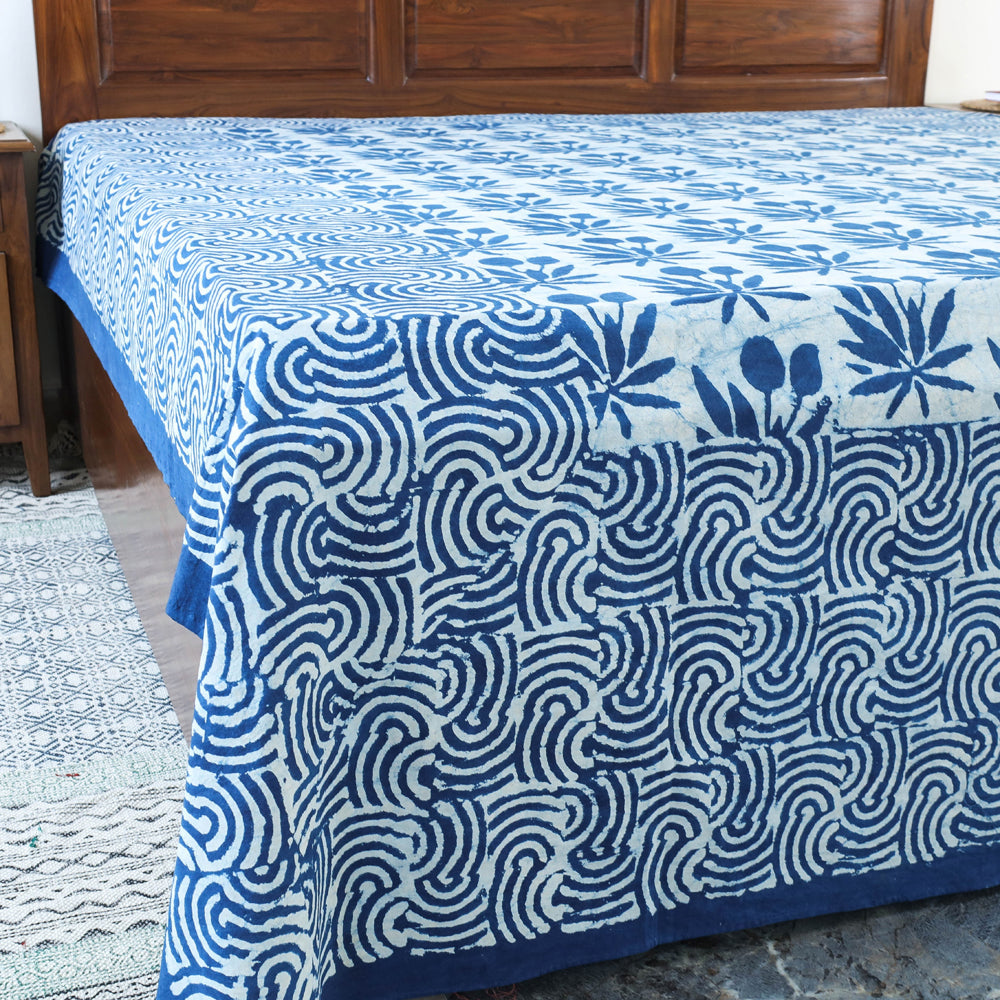 Buy Block Art Print Cotton Double Bindaas Bed Sheet
