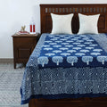 Blue - Block Art Print Cotton Single Bindaas Bed Sheet (93 x 60 in)