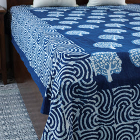 Blue - Block Art Print Cotton Single Bindaas Bed Sheet (93 x 60 in)
