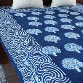 Blue - Block Art Print Cotton Single Bindaas Bed Sheet (93 x 60 in)