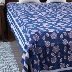 Blue -Block Art Print Cotton Single Bindaas Bed Sheet (93 x 60 in)