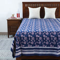 Blue -Block Art Print Cotton Single Bindaas Bed Sheet (93 x 60 in)