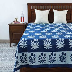 Blue -Block Art Print Cotton Single Bindaas Bed Sheet (93 x 60 in)