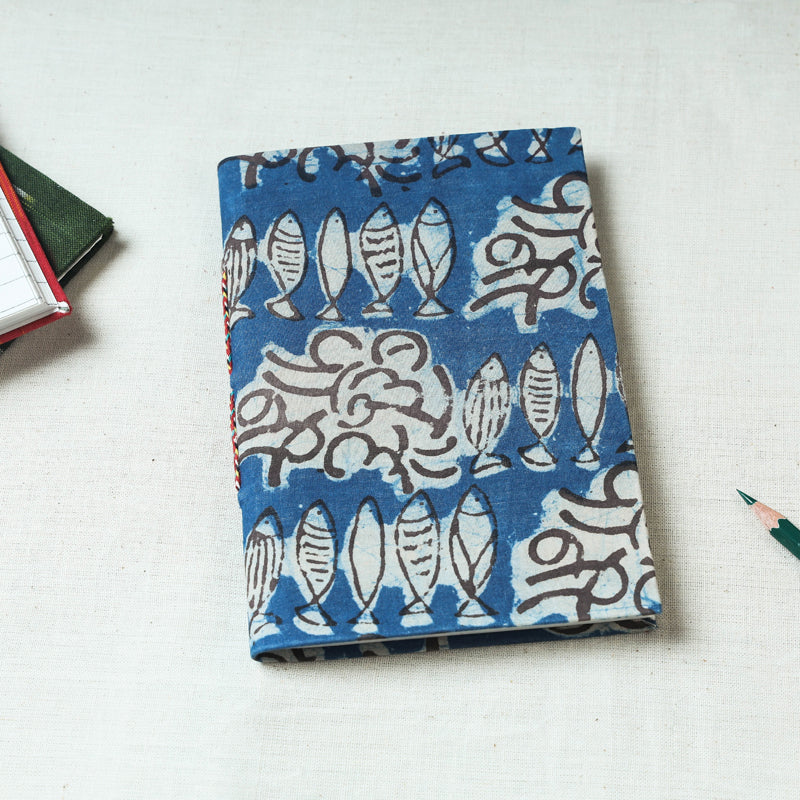  Art Block Print Fabric Cover Handmade Paper Notebook 