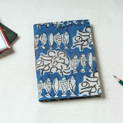  Art Block Print Fabric Cover Handmade Paper Notebook 