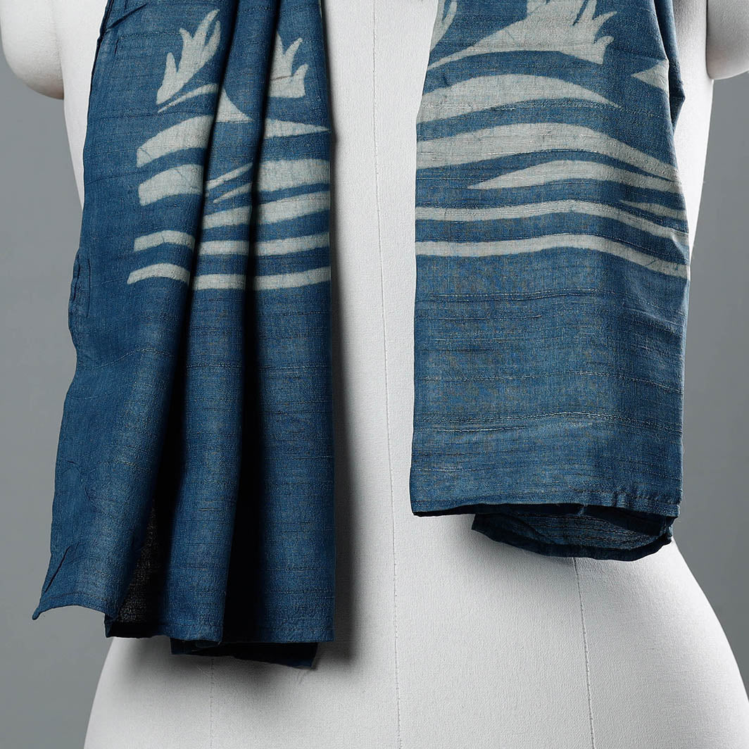 Buy Block Art Print Natural Dyed Tussar Silk Bindaas Stole