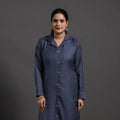  Blue Plain Merino Woolen Kurta for Women