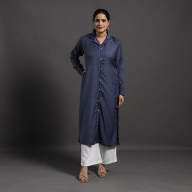  Blue Plain Merino Woolen Kurta for Women