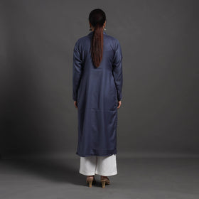  Blue Plain Merino Woolen Kurta for Women