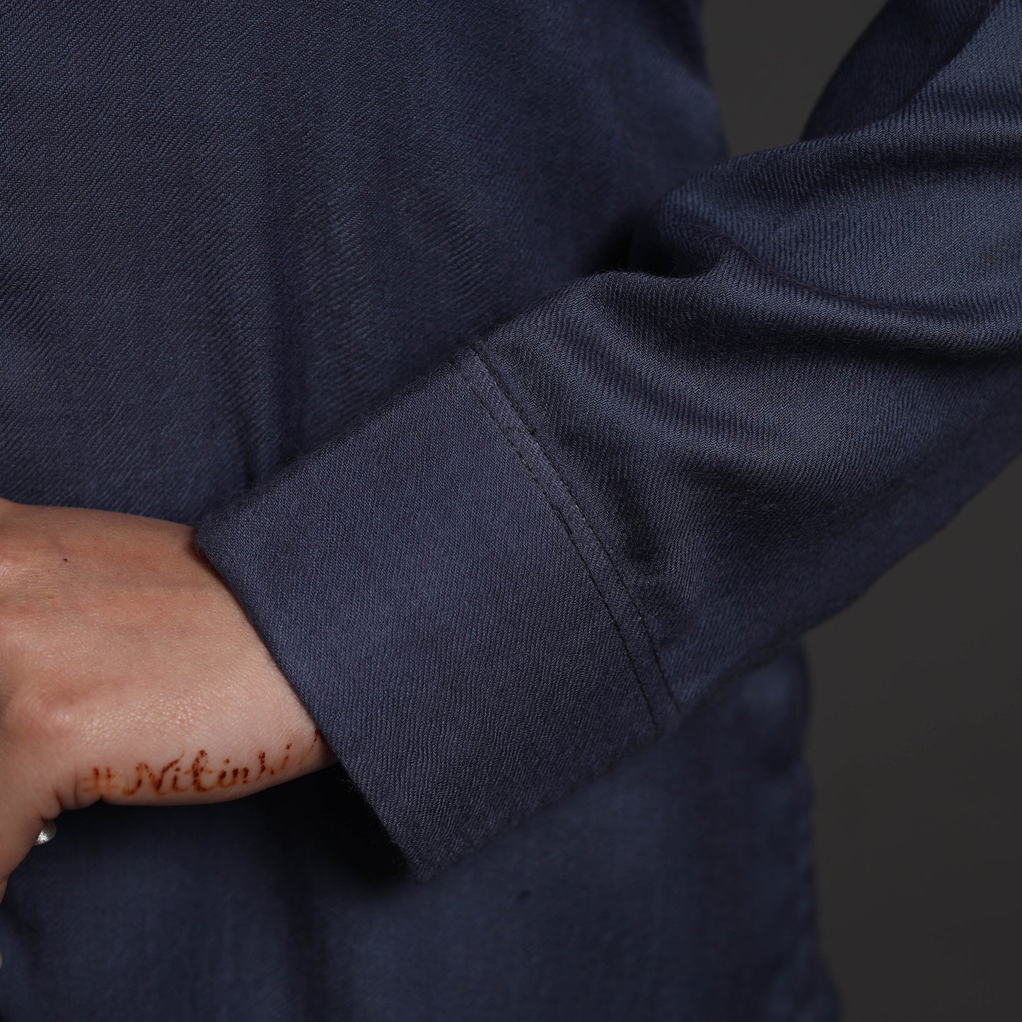  Blue Plain Merino Woolen Kurta for Women