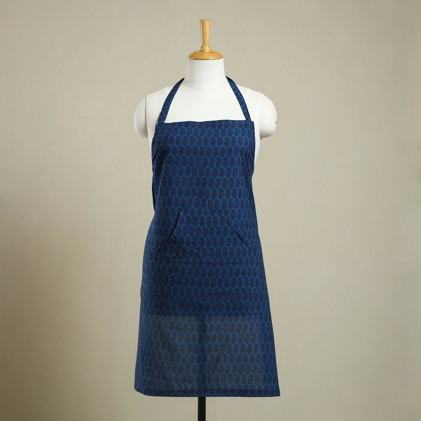 Blue Bagh Block Print Cotton Apron with Pocket
