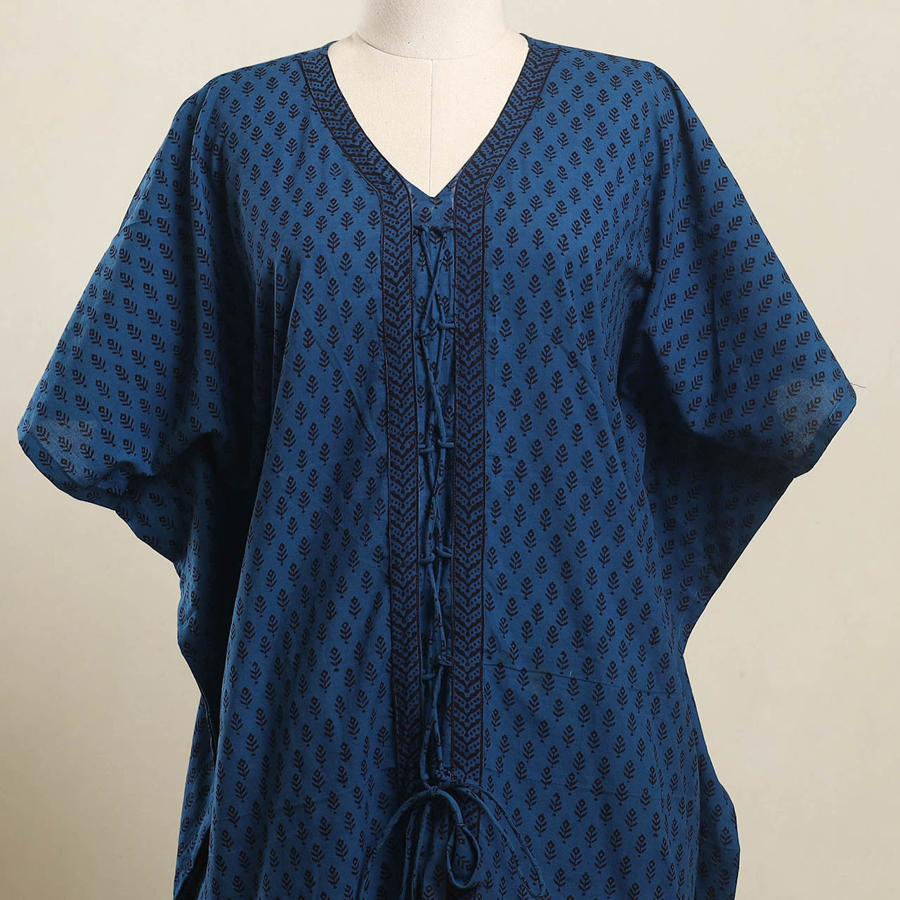 Buy Blue Bagh Block Print Cotton Kaftan