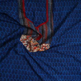 Blue - bagh cotton unstitched kurta material with patchwork