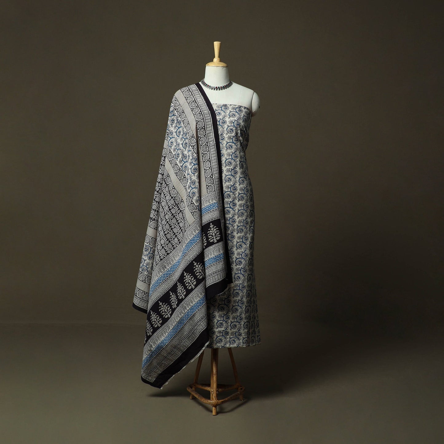 Bagh hand block print natural dyed cotton 3pc unstitched