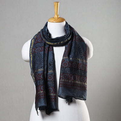 Buy Bagh Block Printed Chanderi Silk Stole Online at iTokri.com