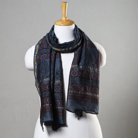 Buy Bagh Block Printed Chanderi Silk Stole Online at iTokri.com
