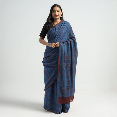 Buy Bagh Hand Block Printed Cotton Saree Cotton Saree Online l iTokri.com