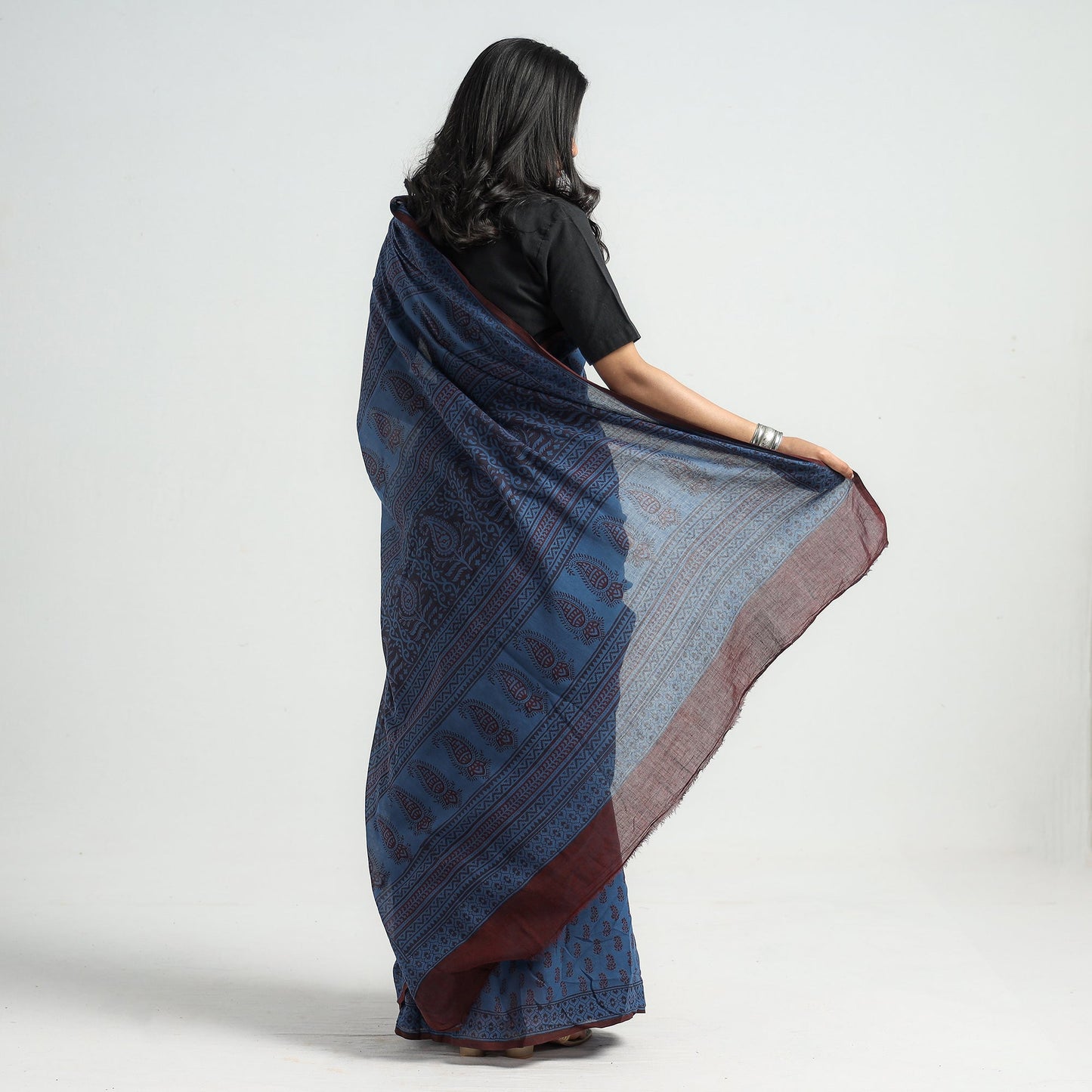 Buy Bagh Hand Block Printed Cotton Saree Cotton Saree Online l iTokri.com