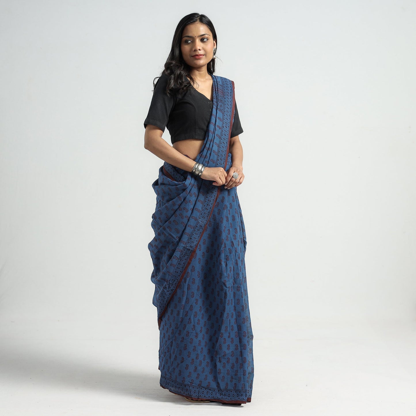 Buy Bagh Hand Block Printed Cotton Saree Cotton Saree Online l iTokri.com