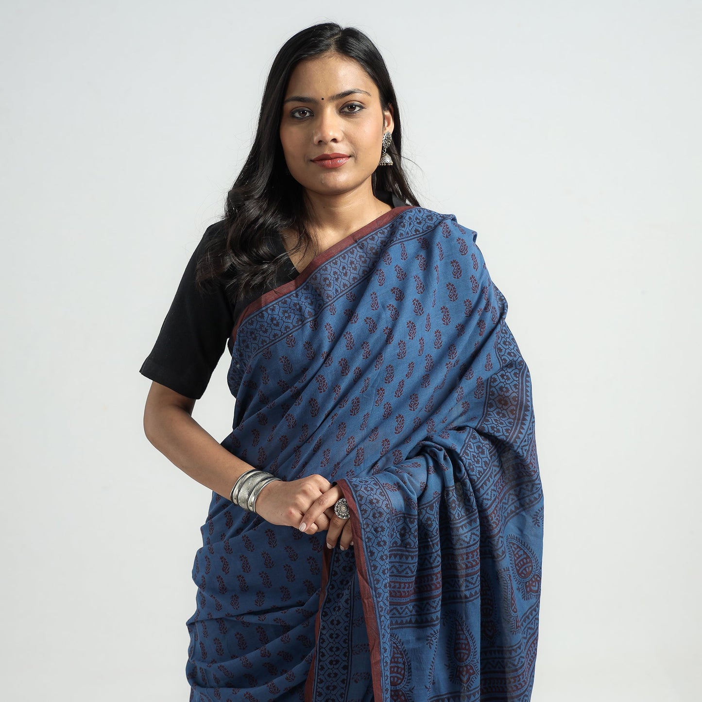 Buy Bagh Hand Block Printed Cotton Saree Cotton Saree Online l iTokri.com